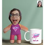 Bk Gift Kişiye Özel Fotoğraflı Pembe Süper Anne Bebek Yastık ve Kupa Bardak Seti-7, Anneye , Anneler Günü leri