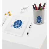 BK Gift Kişiye Özel Gemi Tasarımlı Beyaz Defter Kalem ve Kalemlik Hediye Seti - Model 2
