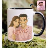 Bk Gift Kişiye Özel Ghibli Tarzı Karikatür Tasarımlı Siyah Kupa Bardak-1, Arkadaşa Hediye, Sevgiliye Hediye
