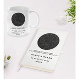 Bk Gift Kişiye Özel Gökyüzü Yıldız Haritası Beyaz Defter ve Kupa Hediye Seti - Renkli