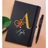 Bk Gift Kişiye Özel Harf ve Isim Tasarımlı Siyah Defter ve Metal Versatil Kalem(0,7 Kurşun) Hediye Seti-1