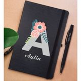 Bk Gift Kişiye Özel Harf ve Isim Tasarımlı Siyah Defter ve Metal Versatil Kalem(0,7 Kurşun) Hediye Seti-3