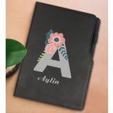 BK Gift Kişiye Özel Harf ve İsim Tasarımlı Siyah Termo Deri Not Defteri 15x21cm-3