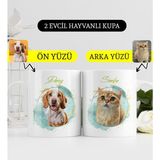 Bk Gift Kişiye Özel Iki Evcil Hayvan Karikatürlü Beyaz Kupa Bardak-1, Arkadaşa Hediye, Sevgiliye Hediye