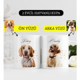 Bk Gift Kişiye Özel Iki Evcil Hayvan Karikatürlü Beyaz Kupa Bardak-7, Arkadaşa Hediye, Sevgiliye Hediye