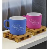 BK Gift Kişiye Özel İsimli 2’li Mavi ve Pembe Renkli Middle Çay & Kahve Fincanı-2, Arkadaşa Hediye, Sevgiliye Hediye