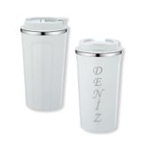 Bk Gift Kişiye Özel Isimli 5334 Beyaz Paslanmaz Çelik Termos Mug 450ML, Vakumlu Termos Bardak