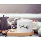 Bk Gift Kişiye Özel Isimli Ahşap Altlıklı Seramik Fincan, Doğum Günü Hediyesi, Arkadaşa Hediye, Ev Hediyesi, Kahve ve Çay Bardak Seti-2
