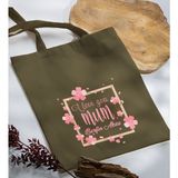 Bk Gift Kişiye Özel Isimli Anneler Günü Tasarımlı Haki Kumaş Bez Çanta, Baskılı Omuz Çantası, Alışveriş Çantası, Anneler Günü Hediyesi, Anneye Hediye-7