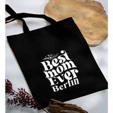 Bk Gift Kişiye Özel Isimli Anneler Günü Tasarımlı Siyah Kumaş Bez Çanta, Baskılı Omuz Çantası, Alışveriş Çantası, Anneler Günü Hediyesi, Anneye Hediye-1