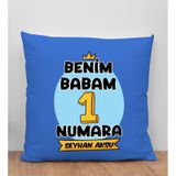 Bk Gift Kişiye Özel Isimli Babalar Günü Tasarımlı Mavi Kırlent Yastık-13 Babaya Hediye, Ev Dekorasyonu, Babalar Günü Hediyesi