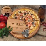 Bk Gift Kişiye Özel Isimli Bambu Ahşap Döner Tablalı Pizza Tahtası-1, Pizza Kesme Tahtası Seti, Şarküteri Tahtası, Servis Tepsisi, Ahşap Tabak, Eve Taşınma Hediyesi