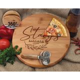 Bk Gift Kişiye Özel Isimli Bambu Ahşap Döner Tablalı Pizza Tahtası-12, Pizza Kesme Tahtası Seti, Şarküteri Tahtası, Servis Tepsisi, Ahşap Tabak, Eve Taşınma Hediyesi