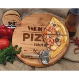 Bk Gift Kişiye Özel Isimli Bambu Ahşap Döner Tablalı Pizza Tahtası-4, Pizza Kesme Tahtası Seti, Şarküteri Tahtası, Servis Tepsisi, Ahşap Tabak, Eve Taşınma Hediyesi