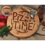 Bk Gift Kişiye Özel Isimli Bambu Ahşap Döner Tablalı Pizza Tahtası-7, Pizza Kesme Tahtası Seti, Şarküteri Tahtası, Servis Tepsisi, Ahşap Tabak, Eve Taşınma Hediyesi