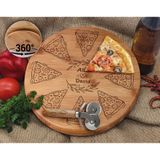 Bk Gift Kişiye Özel Isimli Bambu Ahşap Döner Tablalı Pizza Tahtası-9, Pizza Kesme Tahtası Seti, Şarküteri Tahtası, Servis Tepsisi, Ahşap Tabak, Eve Taşınma Hediyesi