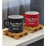 BK Gift Kişiye Özel İsimli Best Friend 2’li Siyah ve Kırmızı Renkli Middle Çay & Kahve Fincanı-1, Arkadaşa Hediye, Sevgiliye Hediye