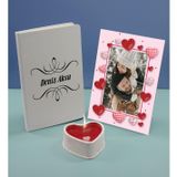 Bk Gift Kişiye Özel Isimli Beyaz Defter Dekoratif Çerçeve ve Kalp Taş Obje Kokulu Mum Hediye Seti-7, Sevgiliye Hediye, Arkadaşa Hediye