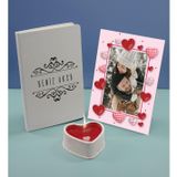 Bk Gift Kişiye Özel Isimli Beyaz Defter Dekoratif Çerçeve ve Kalp Taş Obje Kokulu Mum Hediye Seti-8, Sevgiliye Hediye, Arkadaşa Hediye
