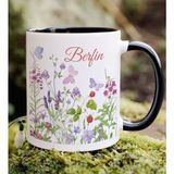 Bk Gift Kişiye Özel Isimli Çiçek Tasarımlı Siyah Kupa Bardak- 12, Arkadaşa Hediye, Sevgiliye Hediye, Doğum Günü Hediyesi