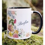 Bk Gift Kişiye Özel Isimli Çiçek Tasarımlı Siyah Kupa Bardak- 8, Arkadaşa Hediye, Sevgiliye Hediye, Doğum Günü Hediyesi