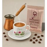 Bk Gift Kişiye Özel Isimli Çiçek Tasarımlı Türk Kahvesi Fincanı & Bakır Cezve & Türk Kahvesi Seti-6, Arkadaş Hediye, Sevgiliye Hediye - Renk - Renkli