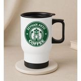 Bk Gift Kişiye Özel Isimli Coffee Tasarımlı Kulplu Beyaz Çelik Bardak Termos Mug 450ML-1, Sevgiliye , Arkadaşa , Eşe