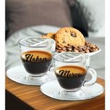 Bk Gift Kişiye Özel Isimli Dtf 2’li Cam Espresso Fincan Takımı, Sevgiliye Hediye, Arkadaşa Hediye, Doğum Günü Hediyesi - Renk - Renkli