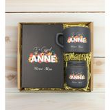 Bk Gift Kişiye Özel Isimli Dtf Anne Temalı Antrasit Defter & Kahve Fincanı & Mum Hediye Seti-2, Anneye Hediye, Anneler Günü Hediyesi