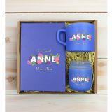Bk Gift Kişiye Özel Isimli Dtf Anne Temalı Mavi Defter & Kahve Fincanı & Mum Hediye Seti-3, Anneye Hediye, Anneler Günü Hediyesi