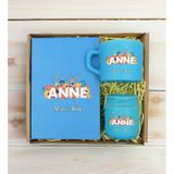 Bk Gift Kişiye Özel Isimli Dtf Anne Temalı Turkuaz Defter & Kahve Fincanı & Mum Hediye Seti-2, Anneye Hediye, Anneler Günü Hediyesi