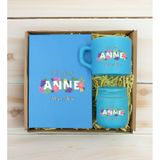 Bk Gift Kişiye Özel Isimli Dtf Anne Temalı Turkuaz Defter & Kahve Fincanı & Mum Hediye Seti-3, Anneye Hediye, Anneler Günü Hediyesi