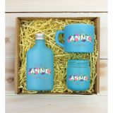 Bk Gift Kişiye Özel Isimli Dtf Anne Temalı Turkuaz Kahve Fincanı & Kolonya & Mum Hediye Seti-3, Anneye Hediye, Anneler Günü Hediyesi