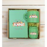 Bk Gift Kişiye Özel Isimli Dtf Anne Temalı Yeşil Defter & Kahve Fincanı & Mum Hediye Seti-2, Anneye Hediye, Anneler Günü Hediyesi