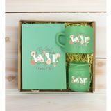 Bk Gift Kişiye Özel Isimli Dtf Anne Temalı Yeşil Defter & Kahve Fincanı & Mum Hediye Seti-4, Anneye Hediye, Anneler Günü Hediyesi
