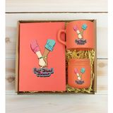 Bk Gift Kişiye Özel Isimli Dtf Best Friend Temalı Somon Defter & Kahve Fincanı & Mum Hediye Seti-5, Arkadaşa Hediye, Doğum Günü Hediyesi - Açık Turuncu