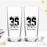Bk Gift Kişiye Özel Isimli Dtf Izmir Plaka Şehir Tasarımlı Ikili Rakı Bardağı Seti, Arkadaşa Hediye, Sevgiliye Hediye - Renk - Renkli