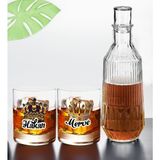 Bk Gift Kişiye Özel Isimli Dtf Kral Kraliçe Tacı Tasarımlı Ikili Viski Kadehi ve Karaf Seti, Arkadaşa Hediye, Sevgiliye Hediye - Renk - Renkli