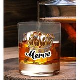 Bk Gift Kişiye Özel Isimli Dtf Kraliçe Tacı Tasarımlı Viski Kadehi, Arkadaşa Hediye, Sevgiliye Hediye - Renk - Renkli