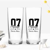 Bk Gift Kişiye Özel Isimli Dtf Plaka Şehir Tasarımlı Ikili Rakı Bardağı Seti, Arkadaşa Hediye, Sevgiliye Hediye - Renk - Renkli