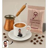 Bk Gift Kişiye Özel Isimli Evin Reisi Tasarımlı Türk Kahvesi Fincanı & Bakır Cezve & Türk Kahvesi Seti-3, Arkadaş Hediye, Sevgiliye Hediye - Renk - Renkli