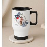 Bk Gift Kişiye Özel Isimli Fotoğraflı Kulplu Beyaz Çelik Bardak Termos Mug 450ML-2, Sevgiliye , Arkadaşa , Eşe