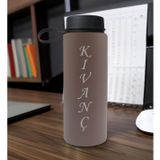 Bk Gift Kişiye Özel Isimli Gri Renkli Cam Matara 500ML, Sevgiliye, Arkadaşa Hediye, Isimli Cam Matara, Ofis Hediyesi