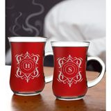 Bk Gift Kişiye Özel Isimli Ikili Keyif Kulplu Çay Bardağı Seti-6, Arkadaşa, Sevgiliye Hediye, Ev Hediyesi, Doğum Günü Hediyesi - Renk - Renkli