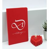 Bk Gift Kişiye Özel Isimli Kırmızı Defter ve Kokulu Kalp Mum Hediye Seti-2, Sevgiliye Hediye, Arkadaşa Hediye