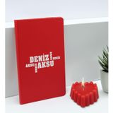 Bk Gift Kişiye Özel Isimli Kırmızı Defter ve Kokulu Kalp Mum Hediye Seti-9, Sevgiliye Hediye, Arkadaşa Hediye
