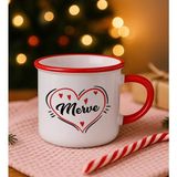 Bk Gift Kişiye Özel Isimli Kırmızı Emaye Kupa Bardak -7, Arkadaşa Hediye, Sevgiliye Hediye