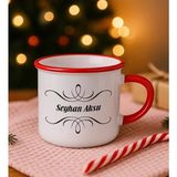Bk Gift Kişiye Özel Isimli Kırmızı Emaye Kupa Bardak -9, Arkadaşa Hediye, Sevgiliye Hediye