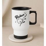 Bk Gift Kişiye Özel Isimli Kulplu Beyaz Çelik Bardak Termos Mug 450ML-2, Sevgiliye , Arkadaşa , Eşe