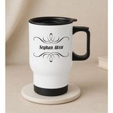 Bk Gift Kişiye Özel Isimli Kulplu Beyaz Çelik Bardak Termos Mug 450ML-6, Sevgiliye , Arkadaşa , Eşe